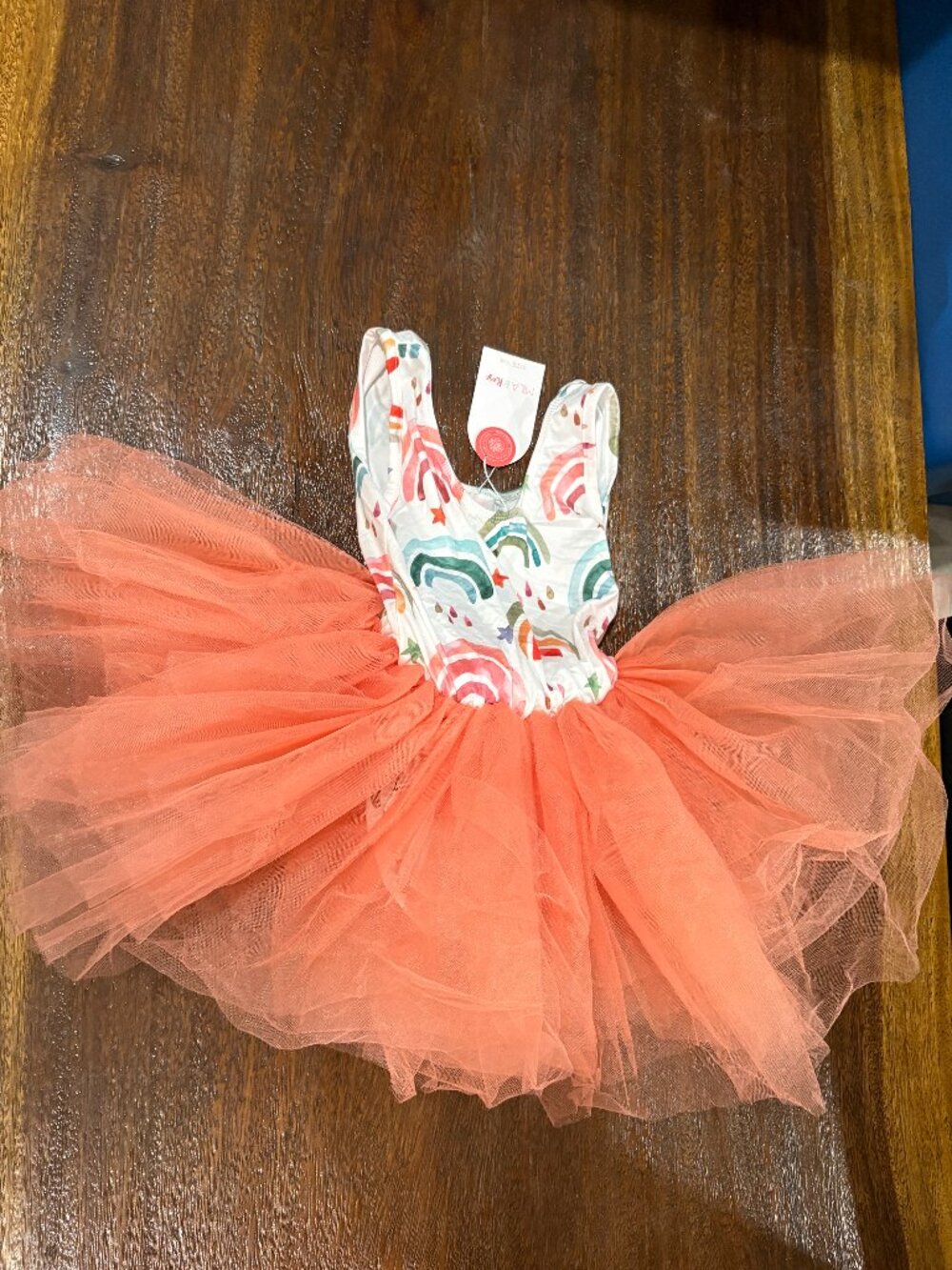 Mila & Rose Tank Soft  tutu dress Rainbows Rainbow Stars Orange sz 7/8 NWT NEW